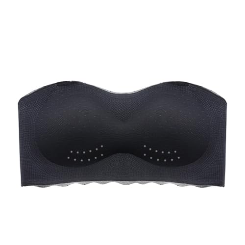 MOONBADI BH Schwarz Damen Weiche Trägerlos Damen Bralette BH Ohne Bügel Dehnbar Ungepolstert Nahtloses Bandeau BH Push up extrem 115D von MOONBADI