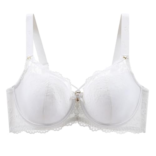 MOONBADI BH Weiß Damen Push Up BH mit Blumen Spitze Schalen Bügel BH Gepolstert Elegant BH durchsichtig Damen 120D von MOONBADI