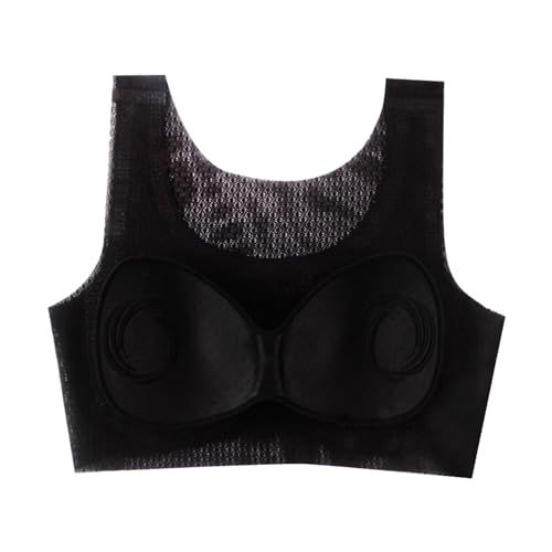 MOONBADI BH ohne bügel Schwarz Damen Racerback Sport BH Gepolstert Ohne Bügel Y-Rücken Yoga BH Atmungsaktiv Tshirt BH 115E von MOONBADI