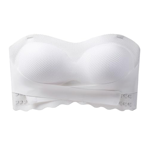 MOONBADI BH ohne träger Weiß Damen Push Up Bra Trägerloser BH Komfort Bügellos Unsichtbare Wirefree Anti-Rutsch BH Damen BH Push up 110C von MOONBADI