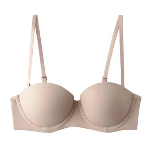 MOONBADI BH rückenfrei Damen Komfort Starker Halt Vorne Rückenstütze Ungepolstert Bügel Minimizer BH Maximizer Push up BH Khaki 75B von MOONBADI