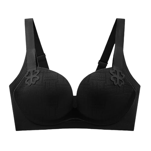 MOONBADI BH rückenfrei Schwarz Damen BH Full Cup Atmungsaktiver Schalen BH Push Up ohne Bügel BH Klassische Bustier 120C von MOONBADI