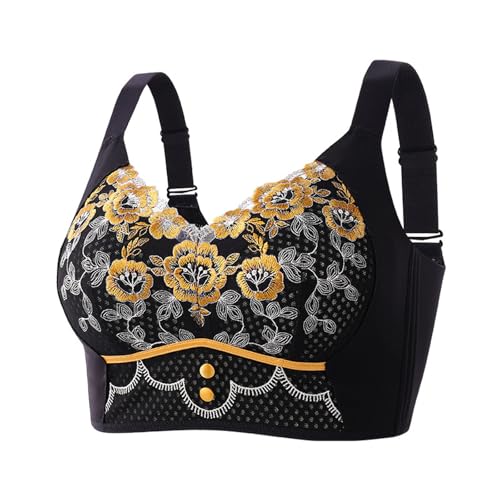 MOONBADI BH rückenfrei Schwarz Damen Spitzen Minimizer Vollschalen BH Ohne Bügel ohne Polster Unterwäsche Push up Bra 95B von MOONBADI