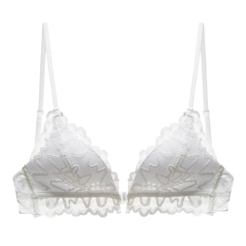 MOONBADI BH rückenfrei Vorderverschluss BH Weiß Damen BH Push Up Ohne Bügel BHS Lace Plus Size Wide Back Underwear Longline Korsett BH BH Grosse grössen 80B von MOONBADI