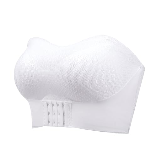 MOONBADI BH rückenfrei Vorderverschluss BH Weiß Damen Trägerloser BH ohne bügel Gepolstert Nahtloser Bralette BH Trägerlos 75B von MOONBADI