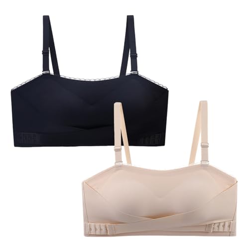 MOONBADI BH rückenfrei Vorderverschluss BH schwarz + hellgelb Trägerloser Push up BH, dick gepolstert, stützender ohne bügel BH super Push up BH 110B von MOONBADI