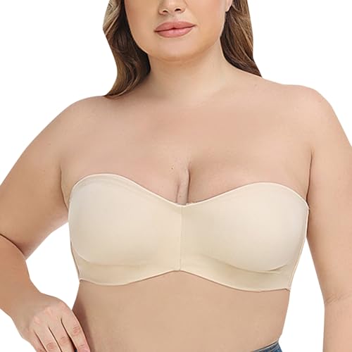 MOONBADI BH rückenfrei hellgelb Dame Trägerloser BH Push Up BH Bügel Maximizer Gepolstert Bandeau BH Damen BH Push up 105F von MOONBADI