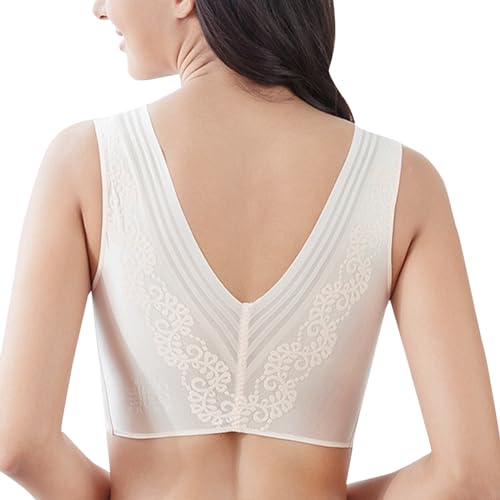 MOONBADI BH rückenfrei hellgelb Damen Ohne Bügel Sport BH Gepolstert Bustier Back Gym Push up Bra Hinten Gym BH BH für große Brust 120C von MOONBADI