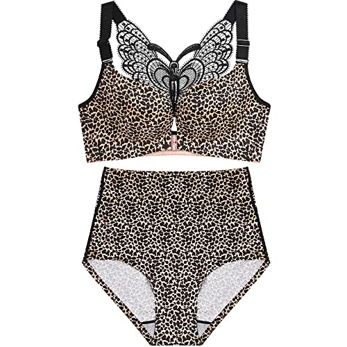 MOONBADI Damen-BHS Vorderverschluss BH Leopardenmuster-1 Damen BH Set Ohne Bügel Softschalen BH Minimizer BHS Push Up Tshirt BH Soft BH Push up extrem 120D von MOONBADI