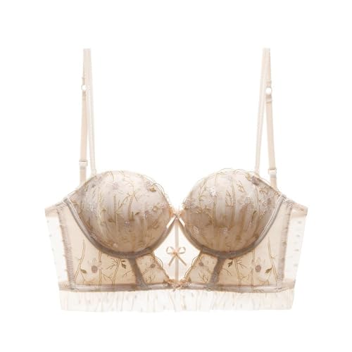 MOONBADI Damen-BHS hellgelb Damen BHS Bügel Push Up Luftiger BH Spitzen-BH Crop Top BH Damen Push up 85B von MOONBADI