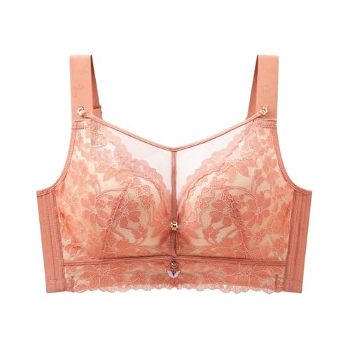 MOONBADI Damen-BHS orange Damen BH Ohne Bügel Push Up Spitzen Lingerie BHS Racerback Tiefer Ausschnitt Gepolsterter BH Grosse grössen 105C von MOONBADI