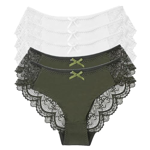 MOONBADI Damen Unterwäsche Slip Damen nahtlos Damen Stretch Baumwolle Hohe Taille Slips Weich Atmungsaktiv Bequeme Unterwäsche Weich Slip 5er Pack M Mischfarbe-3 von MOONBADI