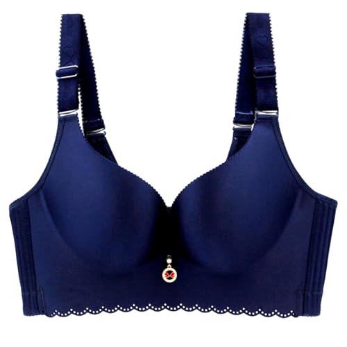 MOONBADI Dirndl Damen Blau Damen Komfort Starker Halt Vorne Rückenstütze Ungepolstert Ohne Bügel Minimizer BH Damen BH Push up 115C von MOONBADI