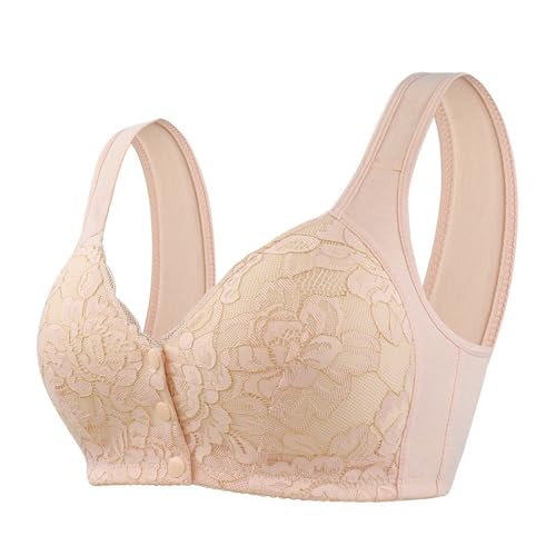 MOONBADI Dirndl Damen Vorderverschluss ohne bügel Hellgelb Spitze Bustier Gepolstert V Ausschnitt Bralette Top Elegant Unterwäsche Pushup BHS Damen 125C von MOONBADI