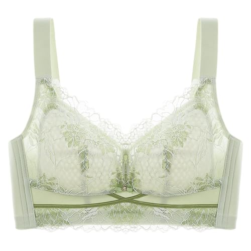 MOONBADI Push up BH Grün Damen Spitzen BH, Ohne Bügel Cami Bralette, Spaghettiträger Nahtlose Bra für Damen BH Damen Push up 90E von MOONBADI
