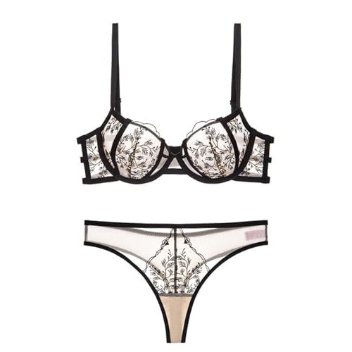 MOONBADI Push up BH Schwarz BHS Damen Spitzen mit Bügel Push Up BH Set Bustier Crop Top Lingerie Maximizer Push up BH 80B von MOONBADI