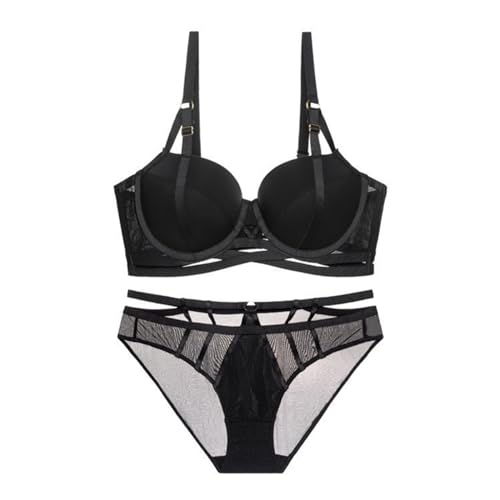 MOONBADI Push up BH Schwarz Damen BH Set Spitze BH Und String Push Up Bügel BH Unterwäsche Lingerie Tanga BH Sets Balconette BH Push up 85C von MOONBADI