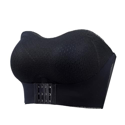 MOONBADI Push up BH Vorderverschluss BH Schwarz Damen Bandeau BH ohne bügel Gepolsterter Trägerloser Brarette BH Nahtloser Bandeau Tube Top BH Bandeau BH trägerlos 105D von MOONBADI
