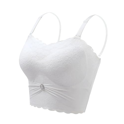 MOONBADI Push up BH Weiß Damen Push Up Trägerlos BH Spitze Gemoldete Cups Trägerlos Büstenhalter Ohne Bügel Balconette BH Push up 90B von MOONBADI