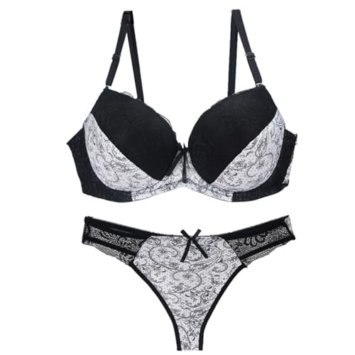 MOONBADI Push up BH Weiß Damen mit Bügel Spitze BH Dünnn Transparenten Spitzen Balconette BH Set BH und String Damen BH Push up 85C von MOONBADI