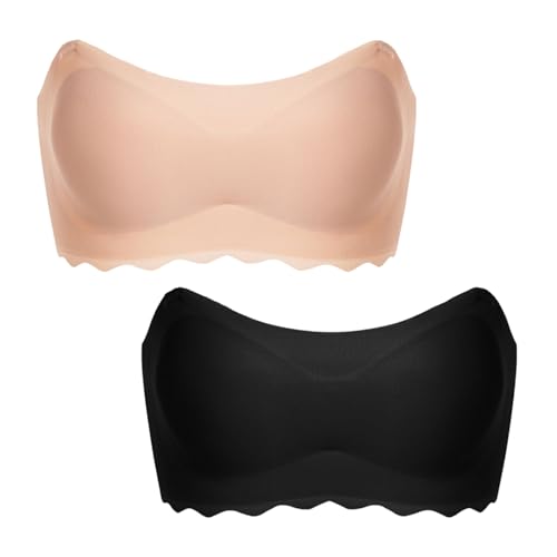 MOONBADI Push up BH hellgelb + schwarz Damen Trägerloser BH Vollschalen ohne bügel BH Große Größen Silhouette BH BH für große Brust 100B von MOONBADI