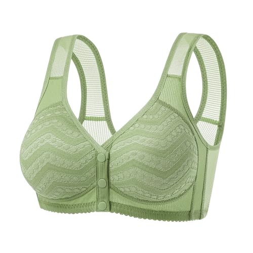 MOONBADI Sport BH Damen Vorderverschluss BH Grün Bügelloser BH Damen Ohne Bügel V-Ausschnitt Gepolstert Seamless BH Bustier Soft Komfort büstenhebe Damen 100C von MOONBADI