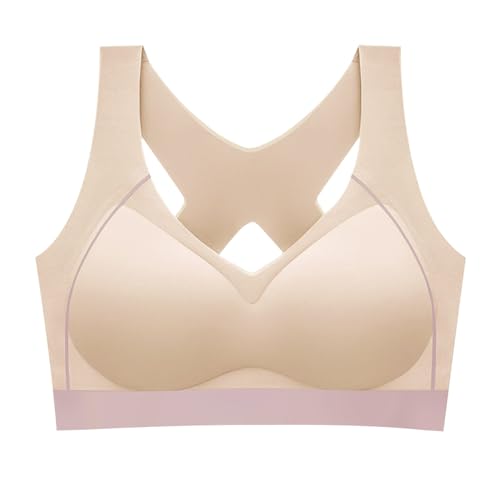 MOONBADI Sport BH hellgelb Damen Sport BH Ohne Bügel Gepolstert Crossback Gym Bra Abnehmbarer Brustpolster Yoga Tops BH Grosse grössen 105C von MOONBADI