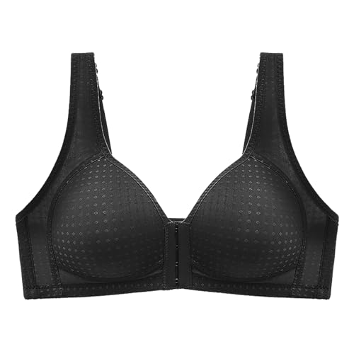 MOONBADI Sport BH starker Halt Vorderverschluss BH Schwarz Damen Vollschalen BH hne Bügel Push up BH Nahtlos Komfort Soft BH Schlaf BH BHS Frauen 95C von MOONBADI