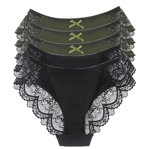 MOONBADI Ultra Soft Panties Slip Damen nahtlos Baumwolle Stretch Slips Hohe Taille Weiche Unterwäsche Frauen Damen Slip 5er Pack M Mischfarbe-2 von MOONBADI