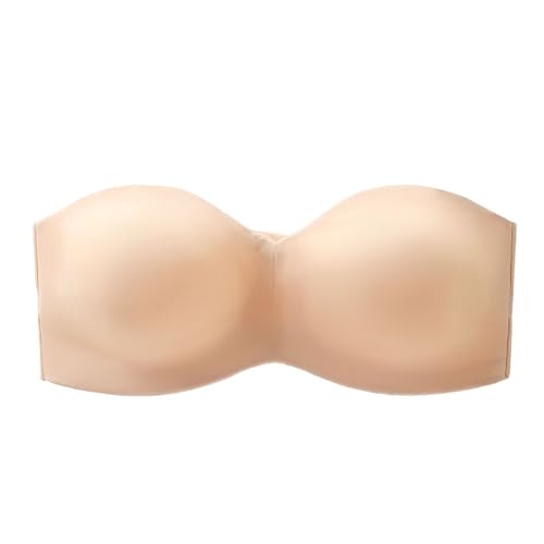 MOONBADI rückenfreier BH hellgelb Damen Trägerloser BH Bügel Bandeau BH Spitze Rückenfrei BH Push Up Rutschfester Unsichtbarer BH BH Grosse grössen 110G von MOONBADI