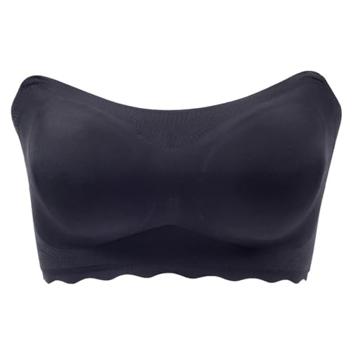 MOONBADI trägerloser BH Push up Schwarz Dame Trägerloser BH Push Up BH ohne bügel Maximizer Gepolstert Bandeau BH BH durchsichtig Damen 105C von MOONBADI