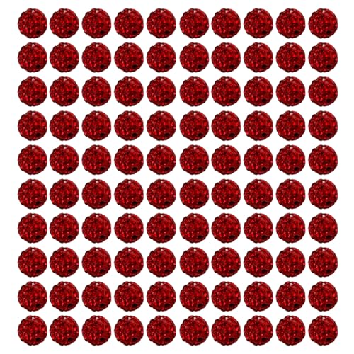 MOONDAME 100 Stück 10 mm Ton-Perlen, runde Diamantperlen, bunte Strasssteine, Perlen für Halskette, Schmuck, Bastelbedarf von MOONDAME