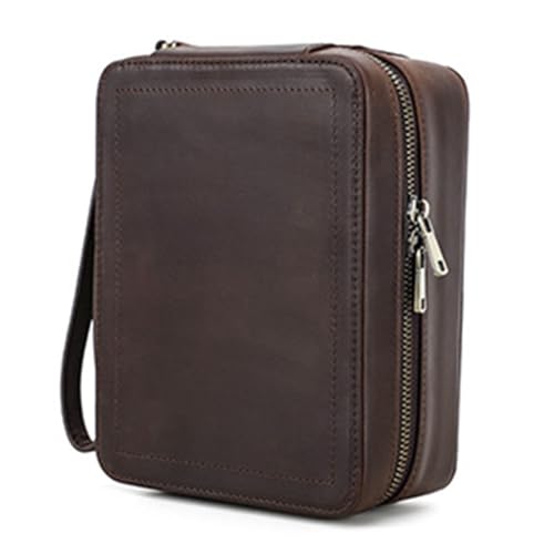 MOONDAME Mehrzweck-Aufbewahrungsbox aus robustem Leder für Uhren und Brillen mit 2 Fächern, tragbar für Damen und Herren für den täglichen Gebrauch von MOONDAME