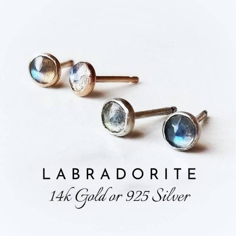 Labradorit Ohrstecker | Facettierte Labradorit-Ohrstecker Im Rosenschliff 14K Gold, Gold Fill, 925 Sterling Silber Aurora Borealis Stein von MOONDROPSjewelry