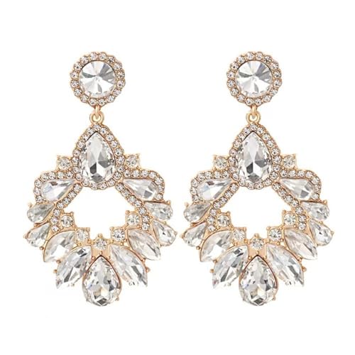 Temperament-Legierung Diamant mehrschichtige Glasohrringe übertriebene Hochzeitsleistung exquisite Ohrringe (KC Gold weißer Diamant) von MOONESSA