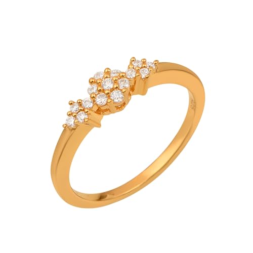 0,20 ctw runde Form Moissanit-Diamant 925er Sterling Silber Blumencluster-Frauen Stapelbarer Ring Gold Vermeil, 53 von MOONEYE