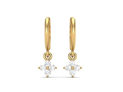 0,24 Karat runder Moissanit-Diamant, 925er-Sterlingsilber, Gold-Vermeil-Blumendesign, baumelnde Damen-Ohrringe von MOONEYE