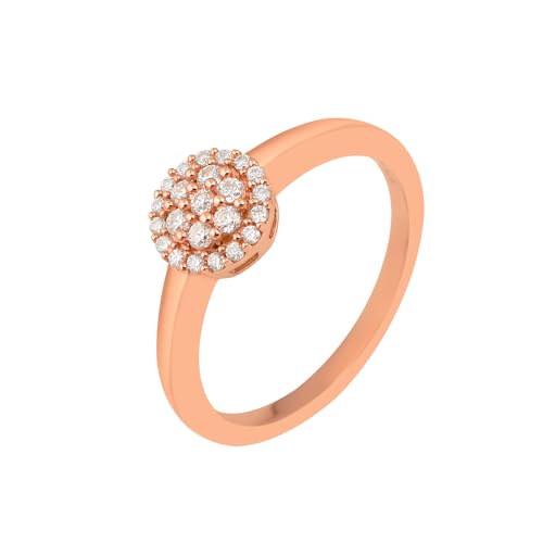 0,25 ctw runde Form Moissanit-Diamant 925er Sterling Silber Halohaufen Frauen-Verlobungsring Roségold Vermeil, 58 von MOONEYE