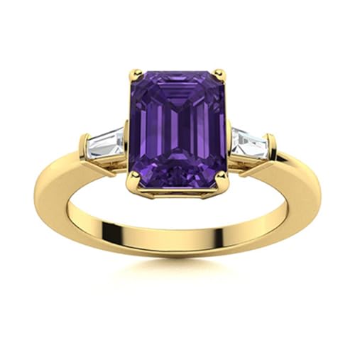 0,60 Ctw Achteckform Blauer Amethyst-Edelstein 925 Sterling Silber Drei-Stein-Damen-Verlobungsring Gold Vermeil, 66 0,60 Ctw Achteckform Blauer Amethyst-Edelstein 925 Sterling Silber Drei-Stein-Damen-Verlobungsring Gold Vermeil, 66 von MOONEYE