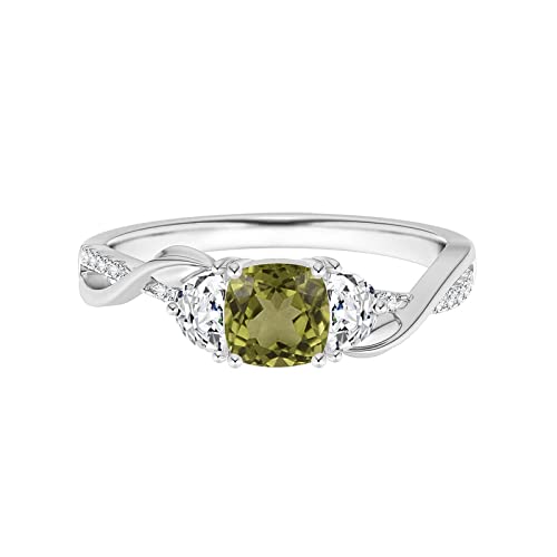0,75 CTW Kissenschliff Drei Stein Peridot Edelstein 925er Sterling Silber Halbmondring 0,75 CTW Kissenschliff Drei Stein Peridot Edelstein 925er Sterling Silber Halbmondring von MOONEYE