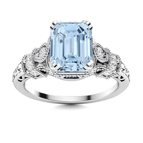 1,25 ctw Achteckform Aquamarin-Edelstein 925 Sterling Silber Solitär Art Deco Damen Verlobungsring Sterlingsilber, 65 von MOONEYE