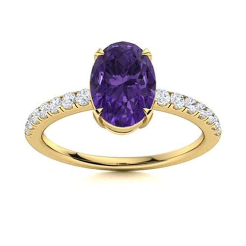 1,28 Karat ovale Form Amethyst-Edelstein 925er Sterling Silber Solitaire mit Seitliche Akzente Damenring Gold Vermeil, 64 1,28 Karat ovale Form Amethyst-Edelstein 925er Sterling Silber Solitaire mit Seitliche Akzente Damenring Gold Vermeil, 64 von MOONEYE
