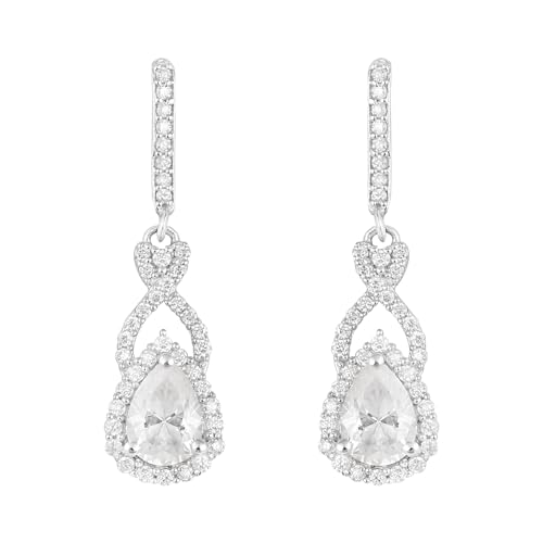 2,25 Karat birnenförmiger Moissanit-Diamant 925er Sterling Silber Solitaire-Halo Teardrop Frauen Baumelnde Ohrringe von MOONEYE