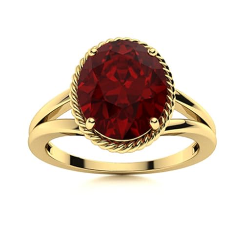 2,5 ctw ovaler Granat-Edelstein 925er Sterling Silber Solitaire gedrehtes Seil Geteilter Schaft-Damenring Gold Vermeil, 55 2,5 ctw ovaler Granat-Edelstein 925er Sterling Silber Solitaire gedrehtes Seil Geteilter Schaft-Damenring Gold Vermeil, 55 von MOONEYE
