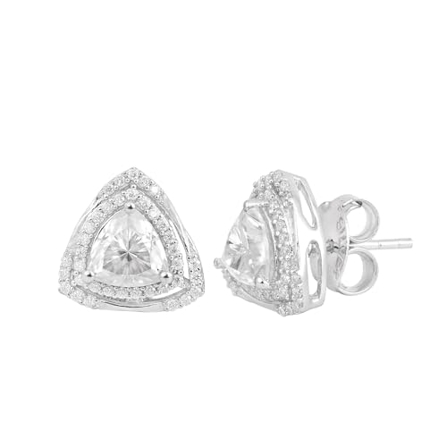 3,35 Ctw Dreiecksförmiger Moissanit-Diamant 925 Sterling Silber Solitär-Halo-Damen-Ohrstecker von MOONEYE