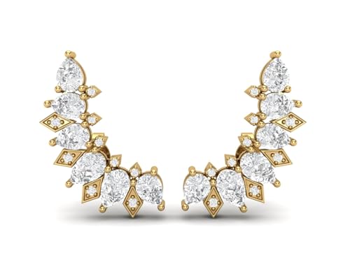 3,49 Ctw Birnen-Moissanit-Diamant Art Deco Ohrkletterer-Frauen Hochzeitsohrringe 925er Sterlingsilber, vergoldet von MOONEYE