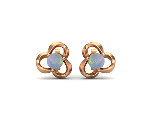 4 mm runder äthiopischer Opal Geburtsstein Edelstein 925 Sterling Silber Krappen Set Ohrstecker Schmuck für Frauen (Roségold Vermeil) von MOONEYE