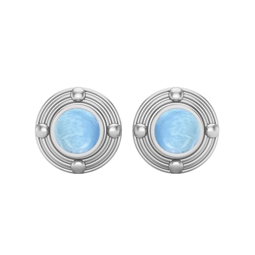 6 mm runder Geburtsstein Larimar Ohrstecker in 925 Sterling Silber, minimalistischer zarter Schmuck, Sterling Silber von MOONEYE