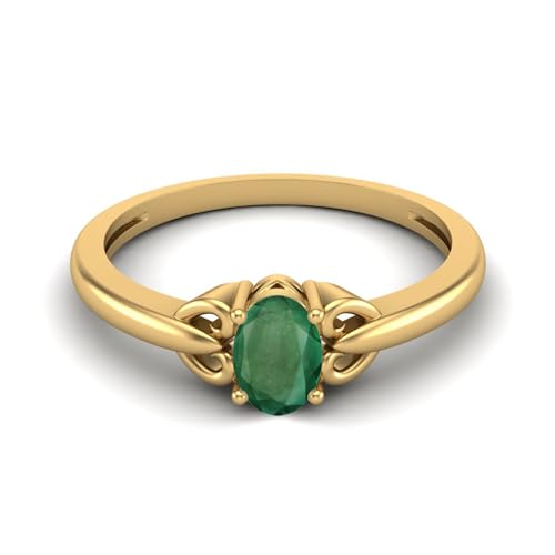 6X4MM ovale Form Smaragd Edelstein 925 Sterling Silber Solitär-Verlobungsring für Frauen Gold Vermeil, 55 6X4MM ovale Form Smaragd Edelstein 925 Sterling Silber Solitär-Verlobungsring für Frauen Gold Vermeil, 55 von MOONEYE