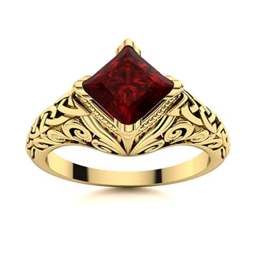 6mm quadratische Form Granat Edelstein 925 Sterling Silber Solitär Damen Designer Ehering Gold Vermeil, 55 6mm quadratische Form Granat Edelstein 925 Sterling Silber Solitär Damen Designer Ehering Gold Vermeil, 55 von MOONEYE